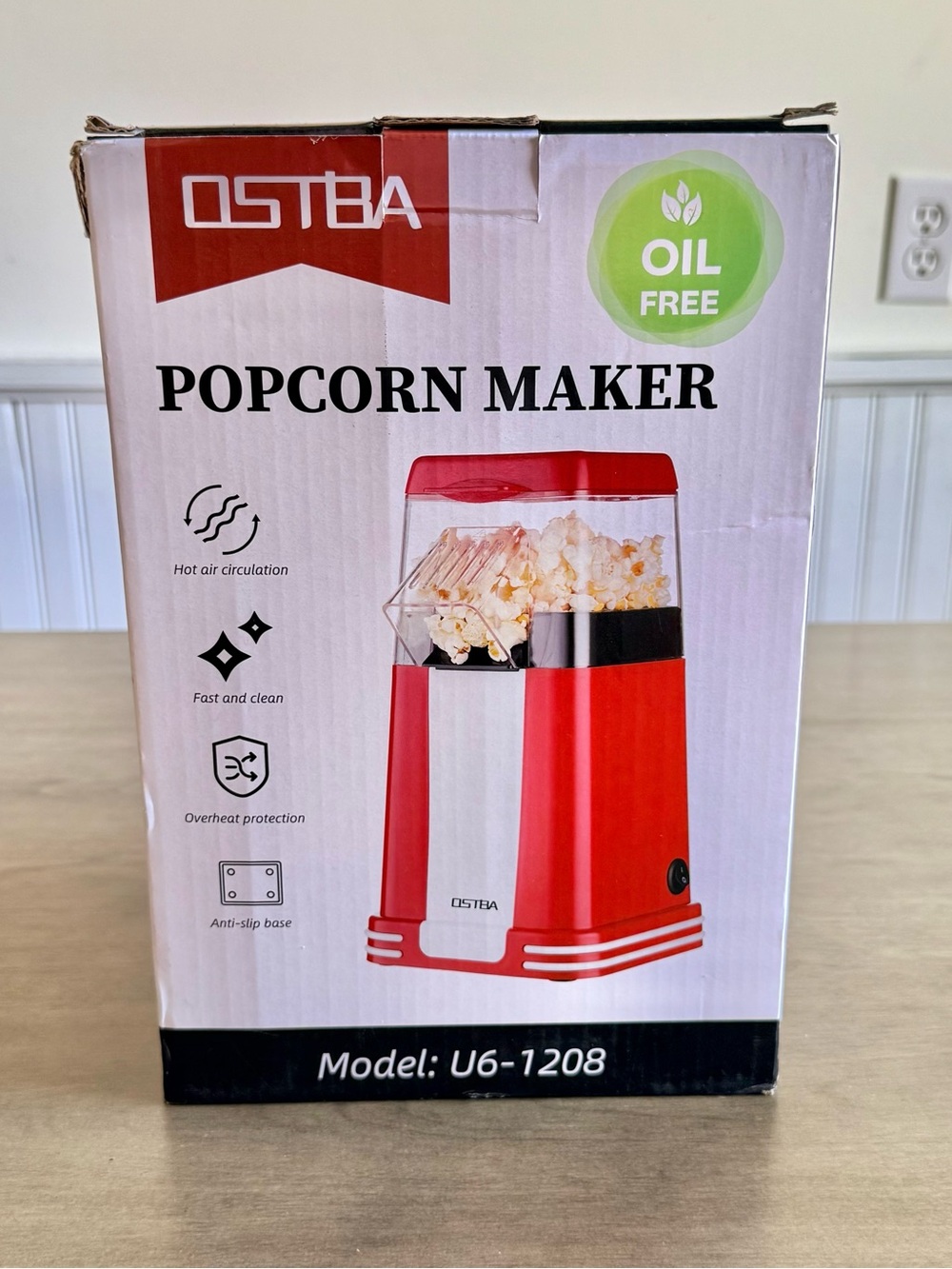 OSTBA Oil-Free Popcorn Maker - Hot Air Popper